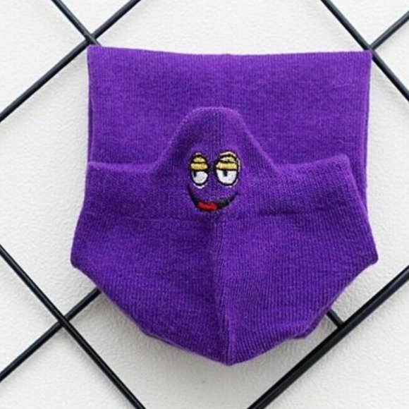 NEW Cute Emoji Funny Face Fun Purple Soft Cotton Short Ankle Short Gym Socks - Picture 3 of 3